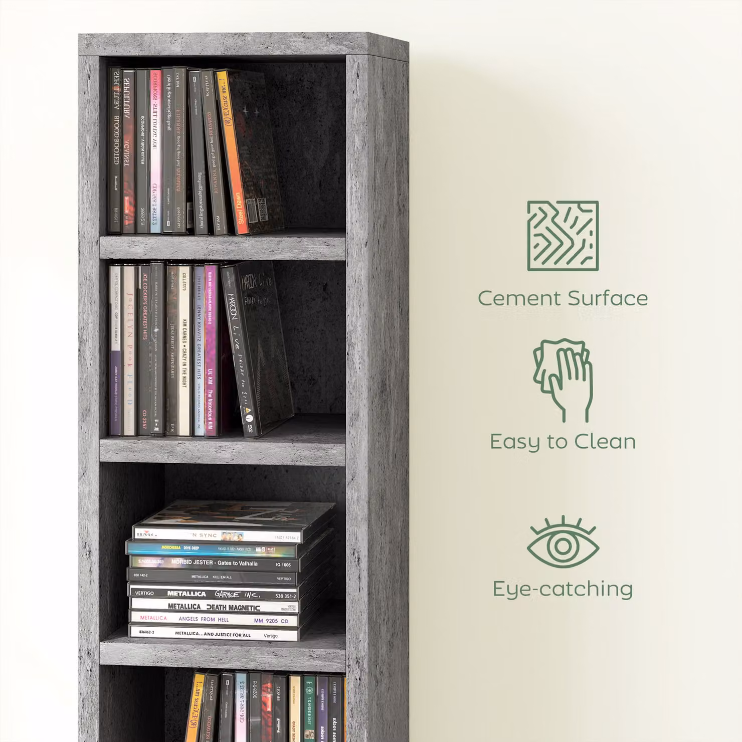 HOMCOM 204 CD Tall Narrow Media Storage Tower in Grey – 5