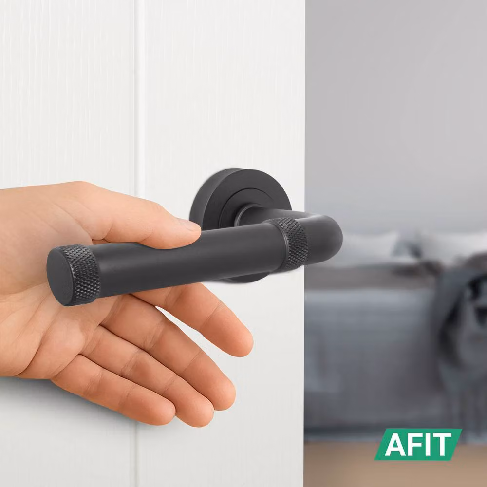 AFIT Matt Black Internal Lever On Rose Aluminium Door Handle, 4 Pack, W/D/H: 15 x 15 x 1.5 cm – 5