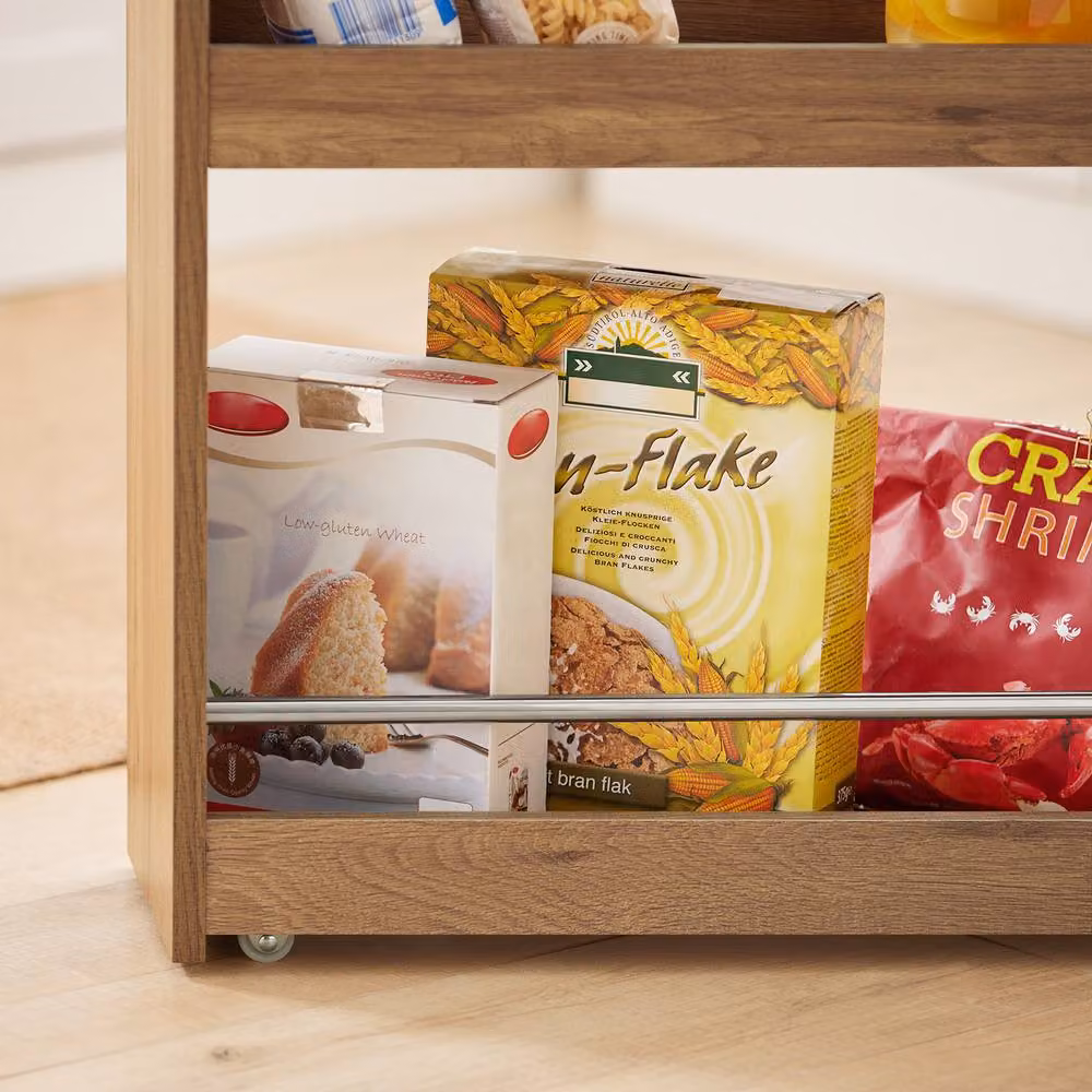 SoBuy Slim Kitchen Trolley with 4 Shelves and Castors in Brown – 3