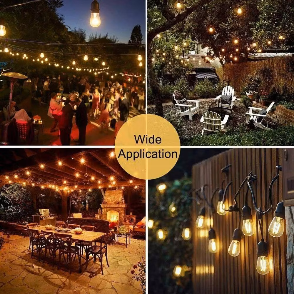 NESTLUNE Outdoor Garden String Lights with 10 Shatterproof Transparent LED E27 Globe Bulbs in Warm White – 6