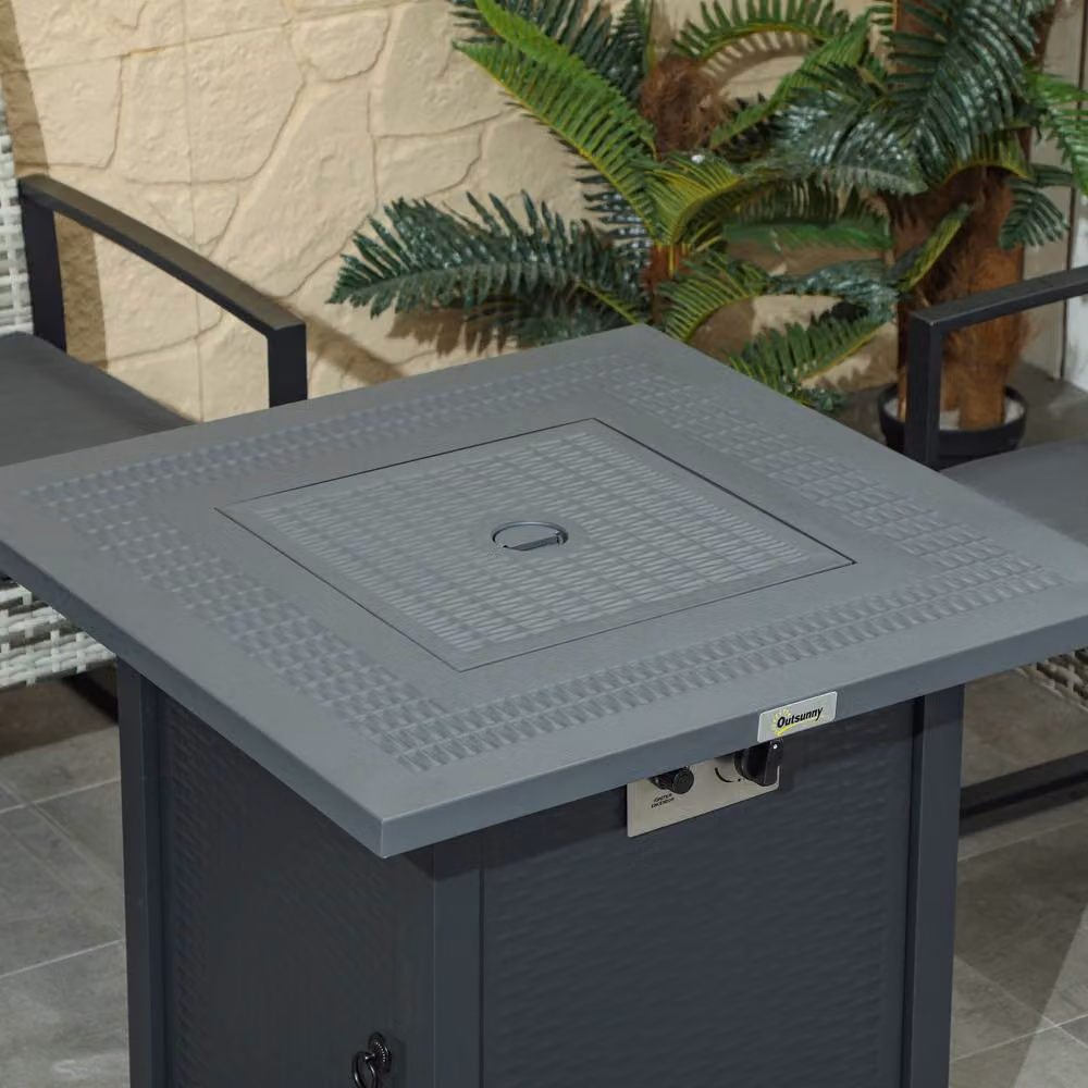 Rolipo Gas Fire Pit Table in Black and Dark Grey, W/D/H: 71 x 71 x 62 cm – 6