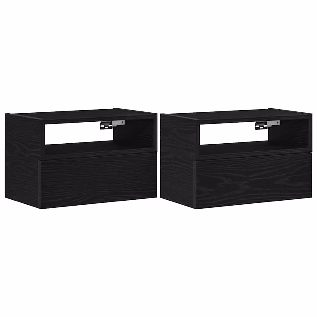 Berkfield Home Wall-mounted Bedside Cabinets, 2 Piece Set, Black, W: 45 cm, D: 26 cm, H: 28.5 cm – 2