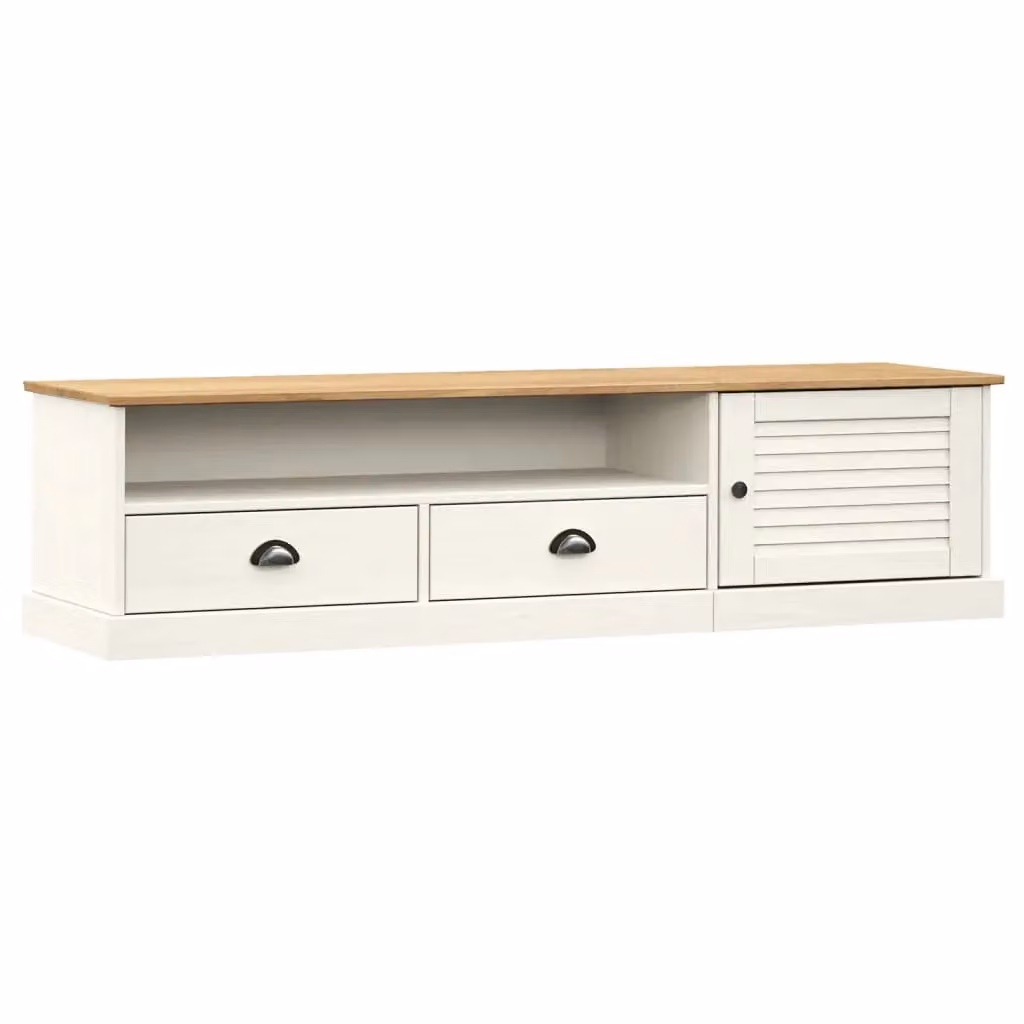 Berkfield Home VIGO White Rustic Solid Wood Pine TV Cabinet W: 156 cm, D: 40 cm, H: 40 cm – 2