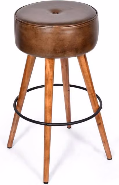Elm Home And Garden Genuine Leather Kitchen Bar Stool in Brown, H 70 cm x W 40 cm x D 40 cm