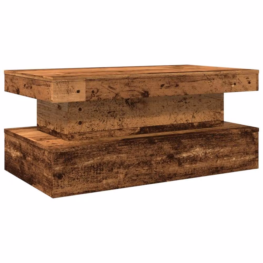 Berkfield Home Modern Coffee Table with LED Lights in Brown, W: 90 cm, D: 50 cm, H: 40 cm – 3
