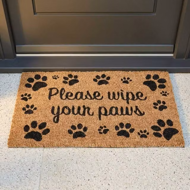 Garden Greatness Wipe Your Paws Natural Coir Doormat, Brown/Sand, W: 75 cm, D: 45 cm, H: 1.5 cm