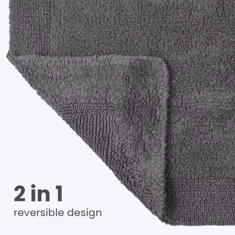 Allure Bath Fashions Reversible Heavyweight Cotton Bath Mat, W: 53 cm, D: 85 cm, Blue