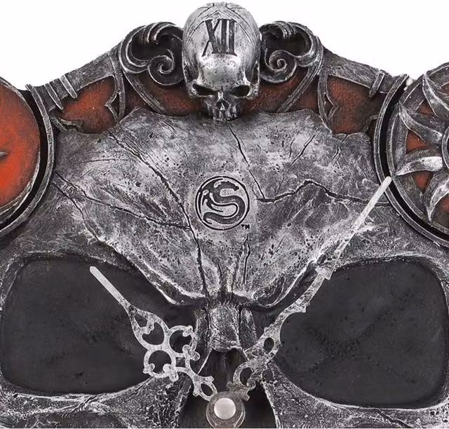 KDMK Skull Timekeeper Hands Of Death Resin Analog Wall Clock, Grey, Diameter: 29.21 cm