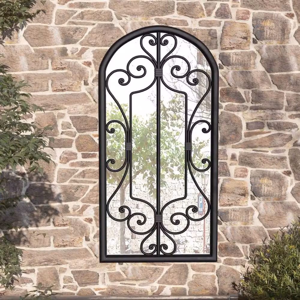 Berkfield Home Decorative Rectangular Garden Wall Mirror in Black Metal and Glass, W/H: 70 x 30 cm – 2