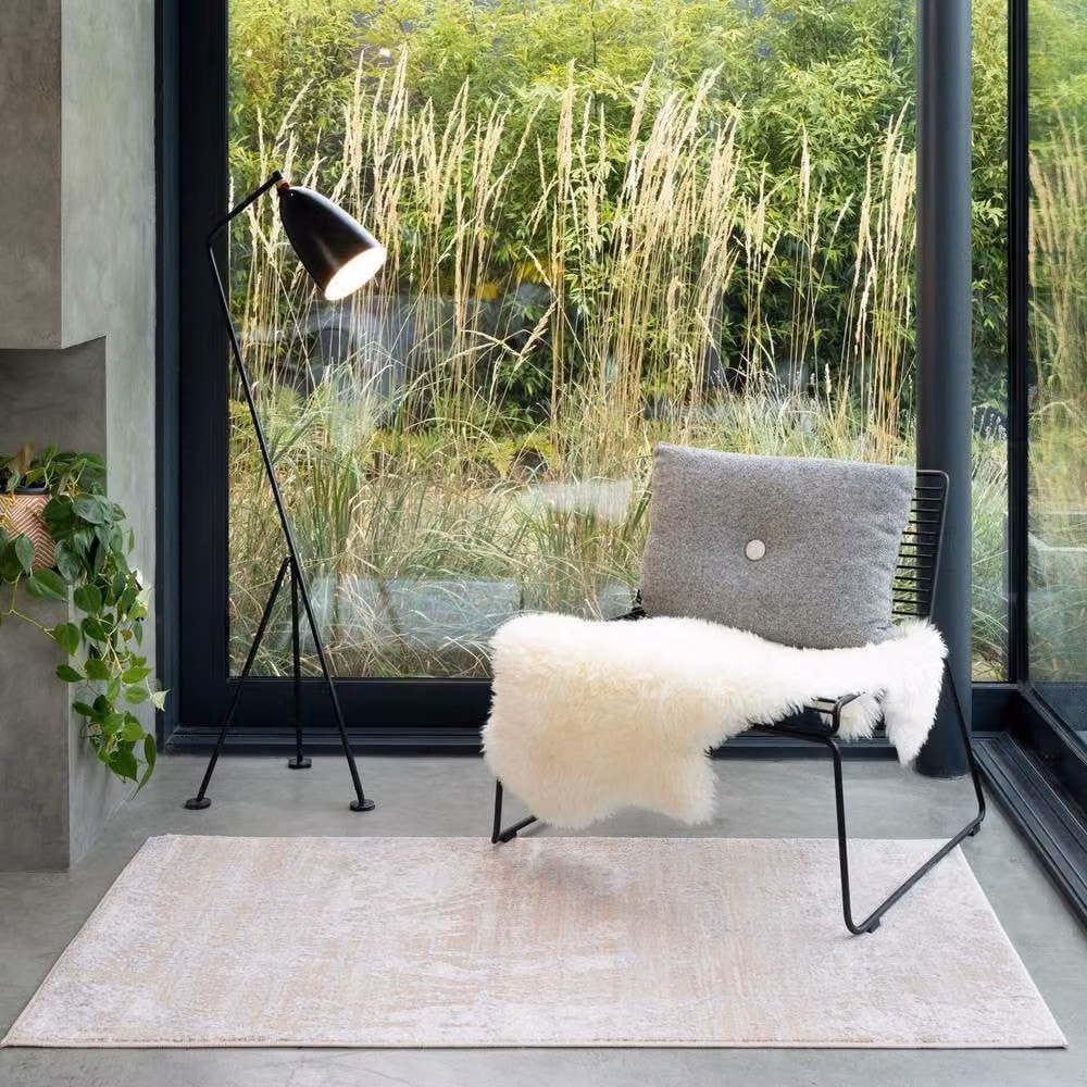 Kukoon Beige and Silver Abstract Modern Woven Area Rug for Living Room or Bedroom, W/D: 60 x 240 cm – 2