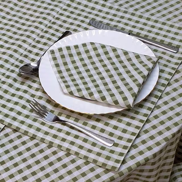 Kitchenwise Sage Green Gingham Check Table Napkins