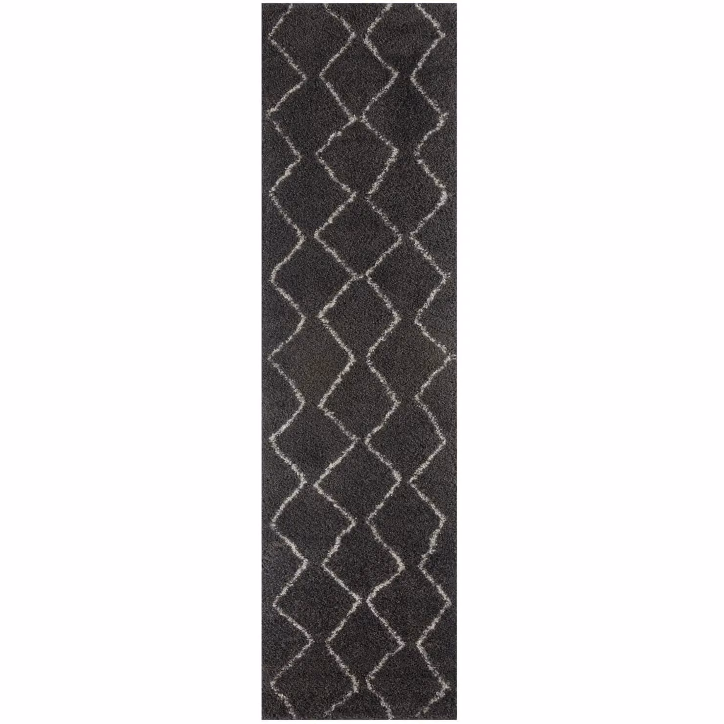 THE RUGS Moroccan Soft High Pile Shaggy Zigzag Rug in Dark Grey, W: 200 cm, D: 290 cm – 5