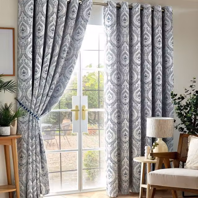 Terrys Victoria Triple Woven Blue Eyelet Blackout Curtains