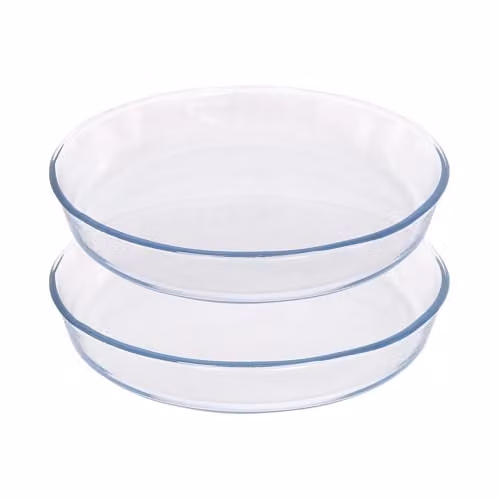 Argon Tableware Round Transparent Glass Roasting Dishes, Set of 2, Diameter: 26 cm – 1