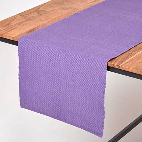 Homescapes Plain Cotton Table Runner in Purple, W/H: 44 x 178 cm – 1