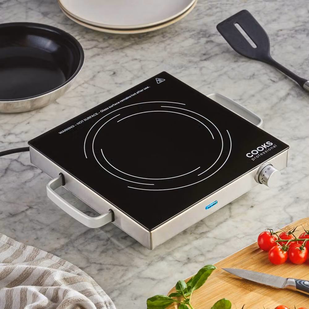 Cooks Professional Single Electric Ceramic Hob Portable Hotplate 2000W in Black – 2