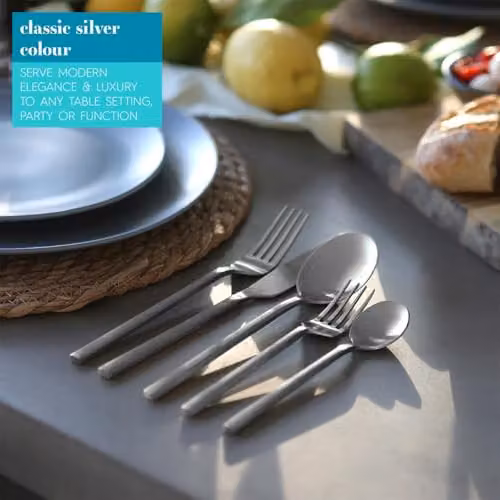 Argon Tableware Silver Stainless Steel Cake Fork Set of 8, 15cm – 3