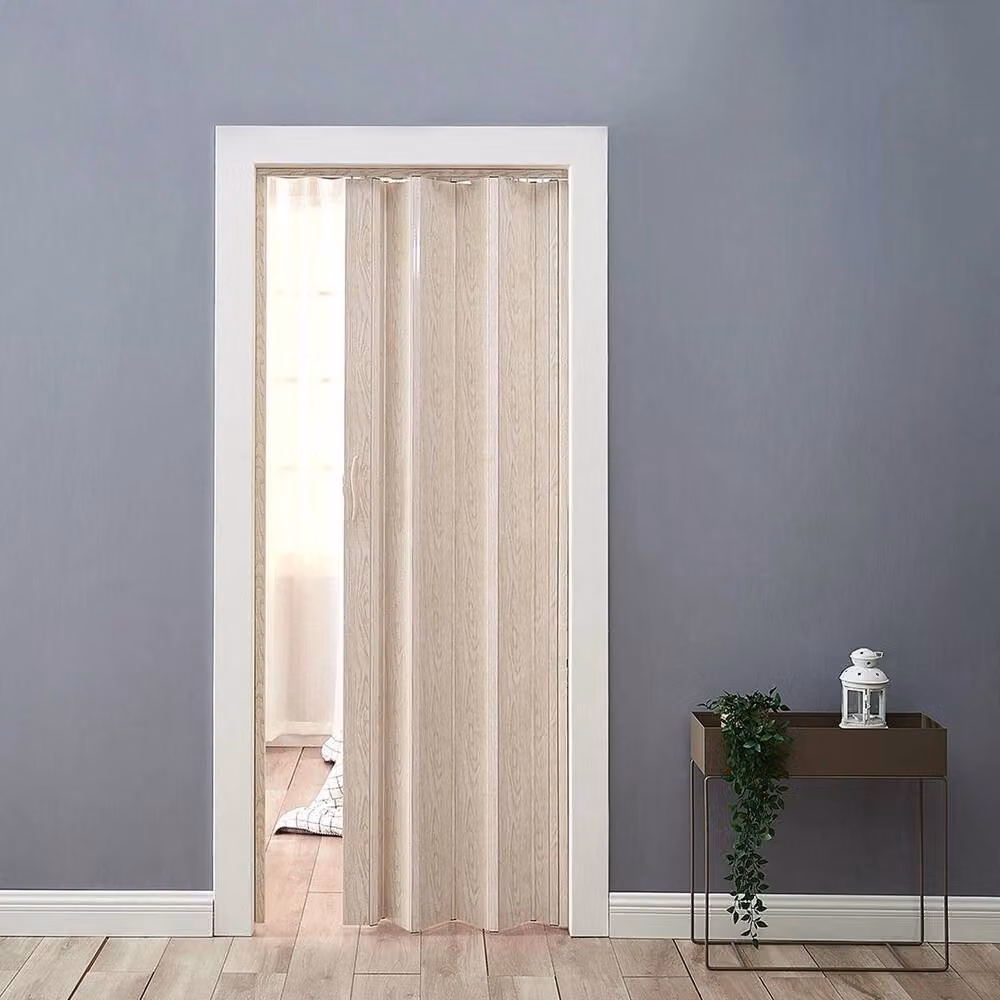 EONLION Folding Accordion Plastic Sliding Room Divider in Beige, H: 203.0 cm, W: 86.0 cm – 2