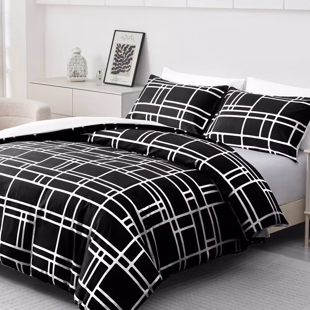 Pamposh Reversible Microfibre Duvet Cover Set in Jet Black, 200 x 200 cm – 5