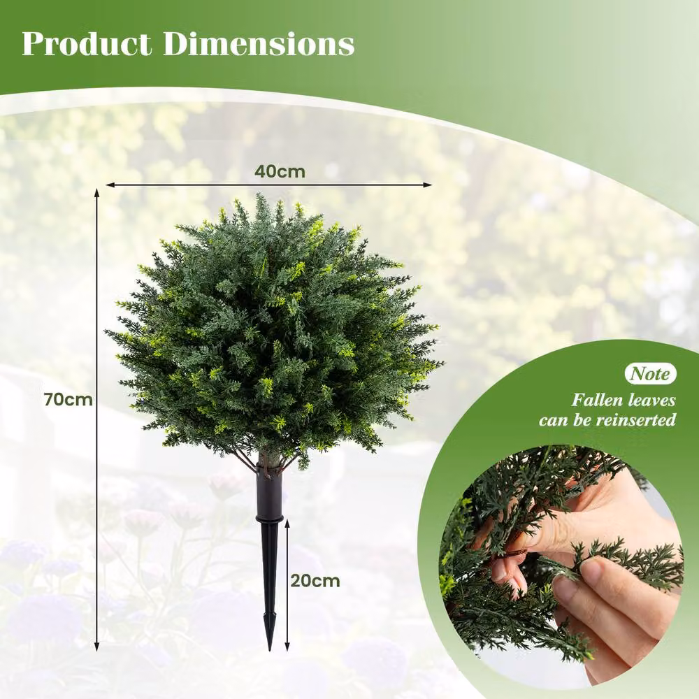 Costway Set of 2 Green Artificial Cypress Topiary Trees, 70 cm Height – 2