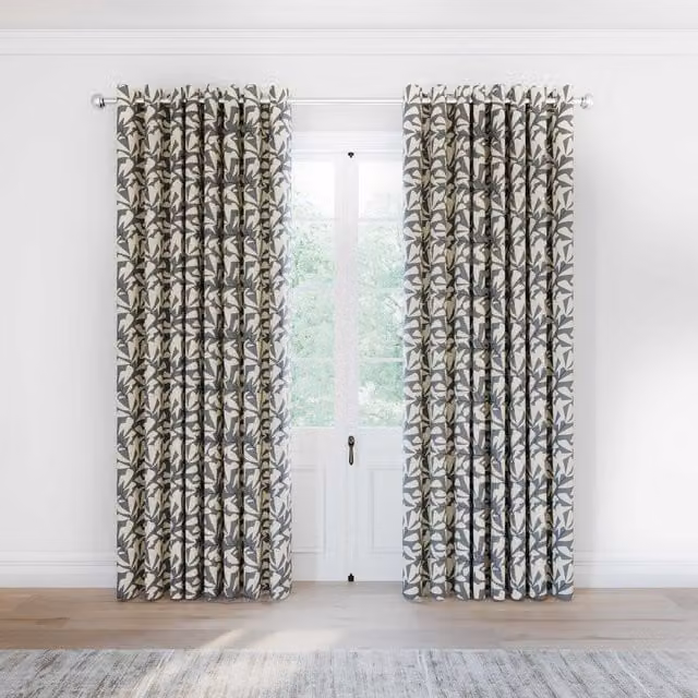 Helena Springfield Simply Scandi Leni Lined Floral Curtains, Grey, W: 228.6 cm, H: 182.88 cm – 1