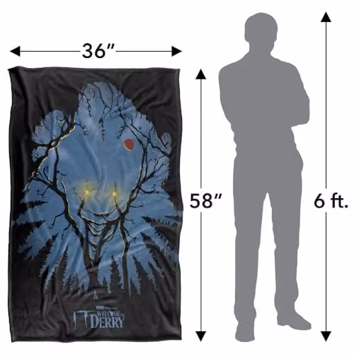 Warner Bros. Welcome To Derry Pennywise In The Sky Super Soft Fleece Throw Blanket, Multicolour, W/D/H: 91 x 147 cm – 4