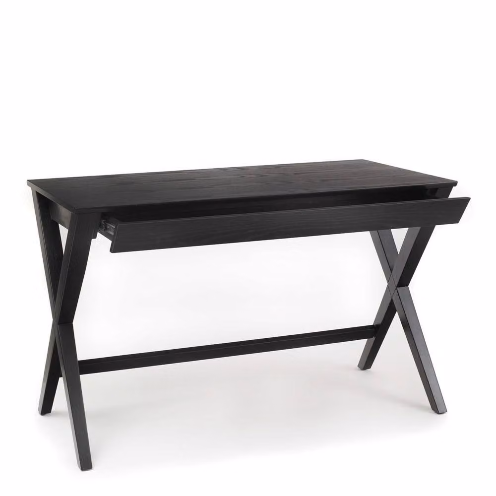 Wyld Haus Verona Black Oak Veneer Writing Desk with Single Pedestal Drawer, W: 120 cm, D: 60 cm, H: 75 cm – 2
