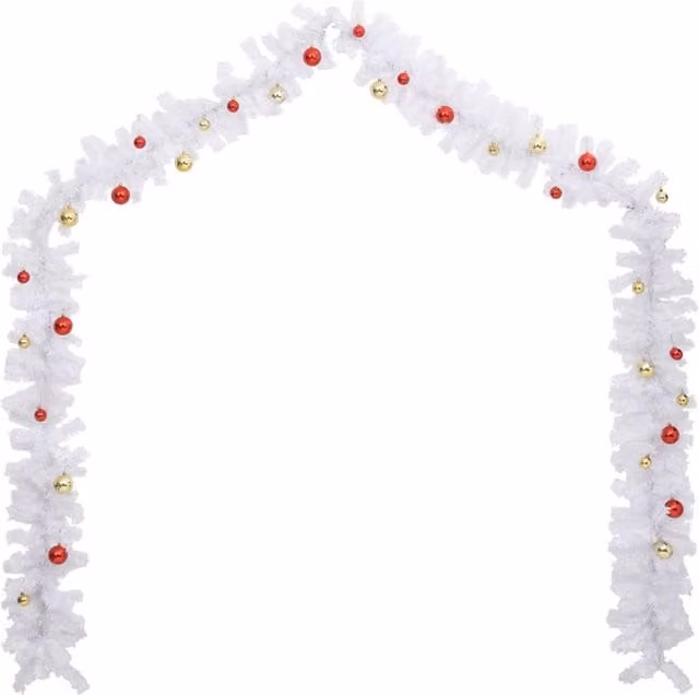 Berkfield Home Christmas Garland with White, Gold and Red Baubles and Foliage, 5 m