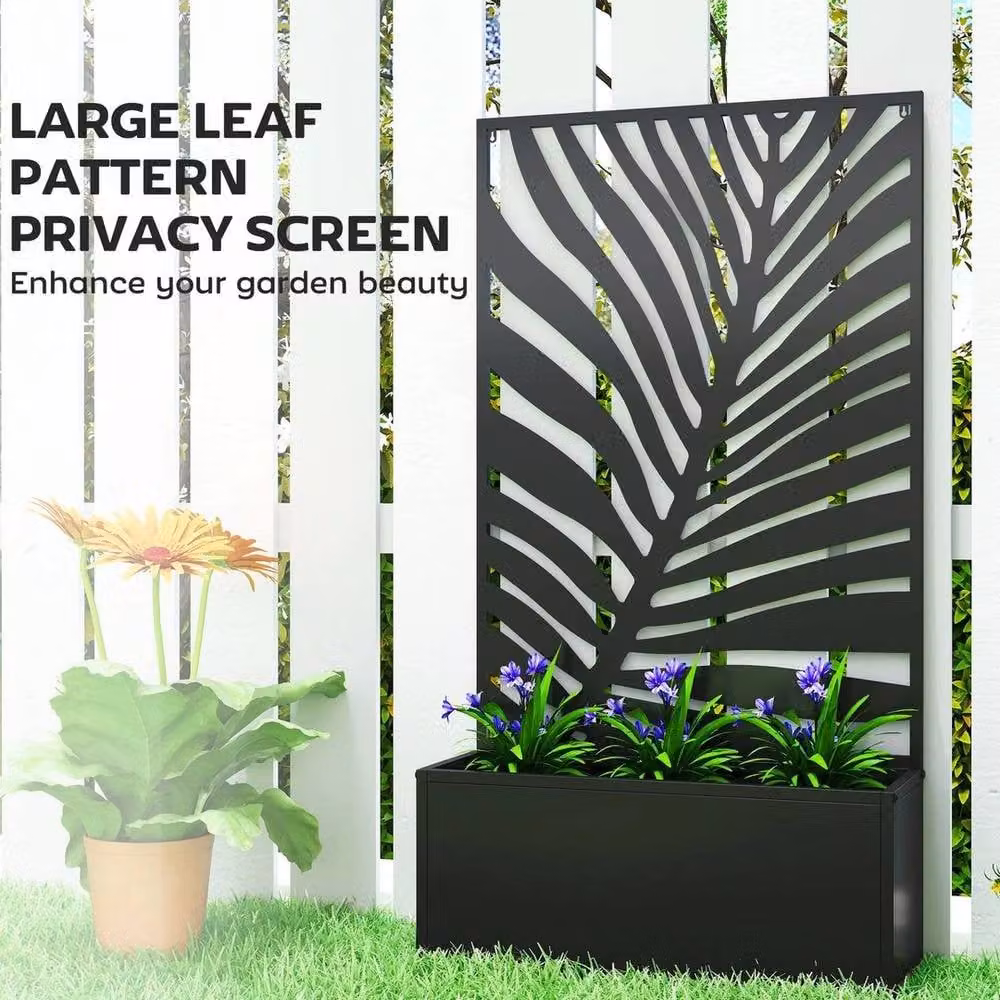 Kelvenix Metal Raised Garden Bed with Trellis in Black – 3