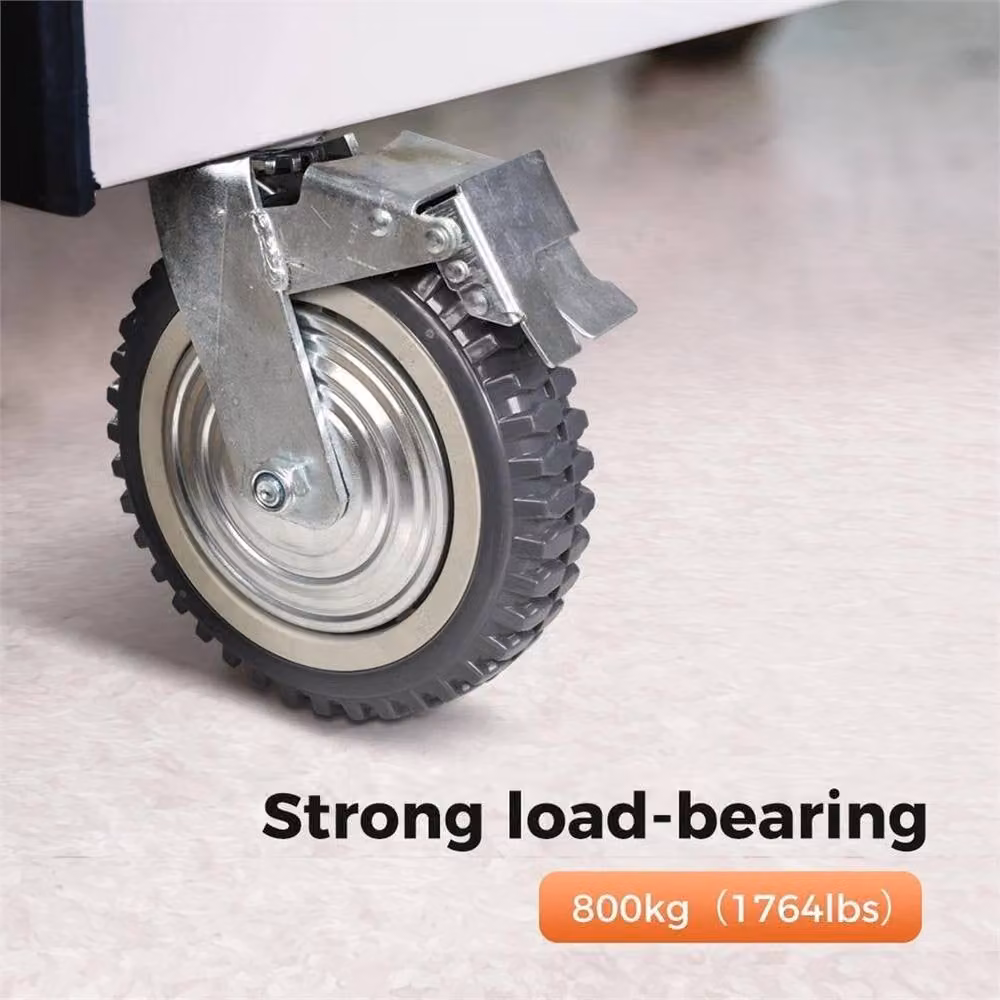 Nordara Set of 4 Heavy Duty 8 inch Swivel Castor Wheels in Grey with Galvanised Steel and Rubber – 4