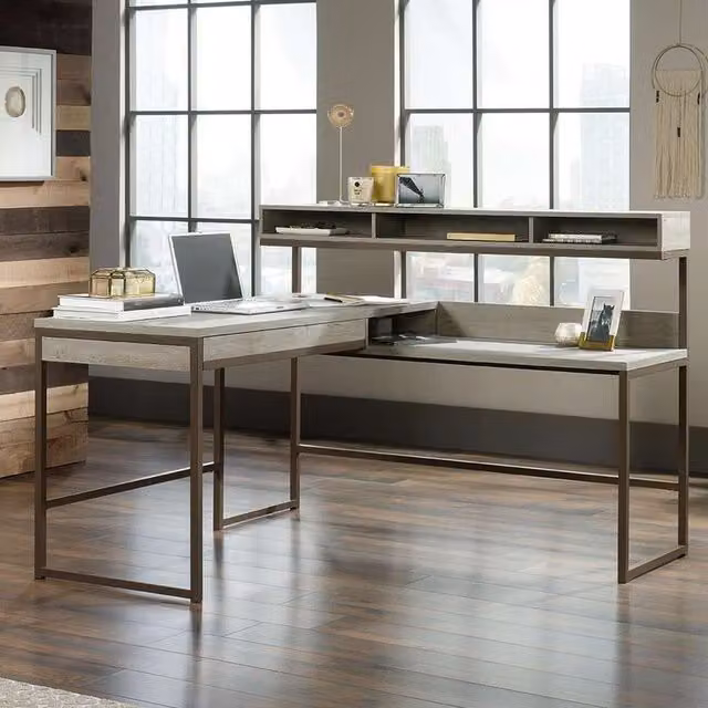Teknik Manhattan View L Shaped Corner Desk in Brown Industrial Style