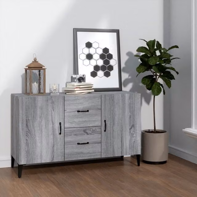 Berkfield Home Grey Sonoma Sideboard in Engineered Wood W/D/H: 100 x 36 x 60 cm