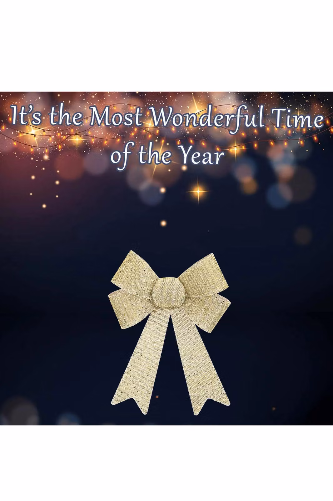 VFM e-Store Tinsel Bow Christmas Decoration in Beige and Gold, W/D/H: 37 x 49 x 13 cm – 2