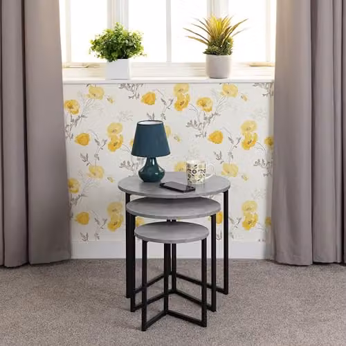 Seconique Athens Round 3-Piece Nest of Tables in Grey Concrete Effect – 2
