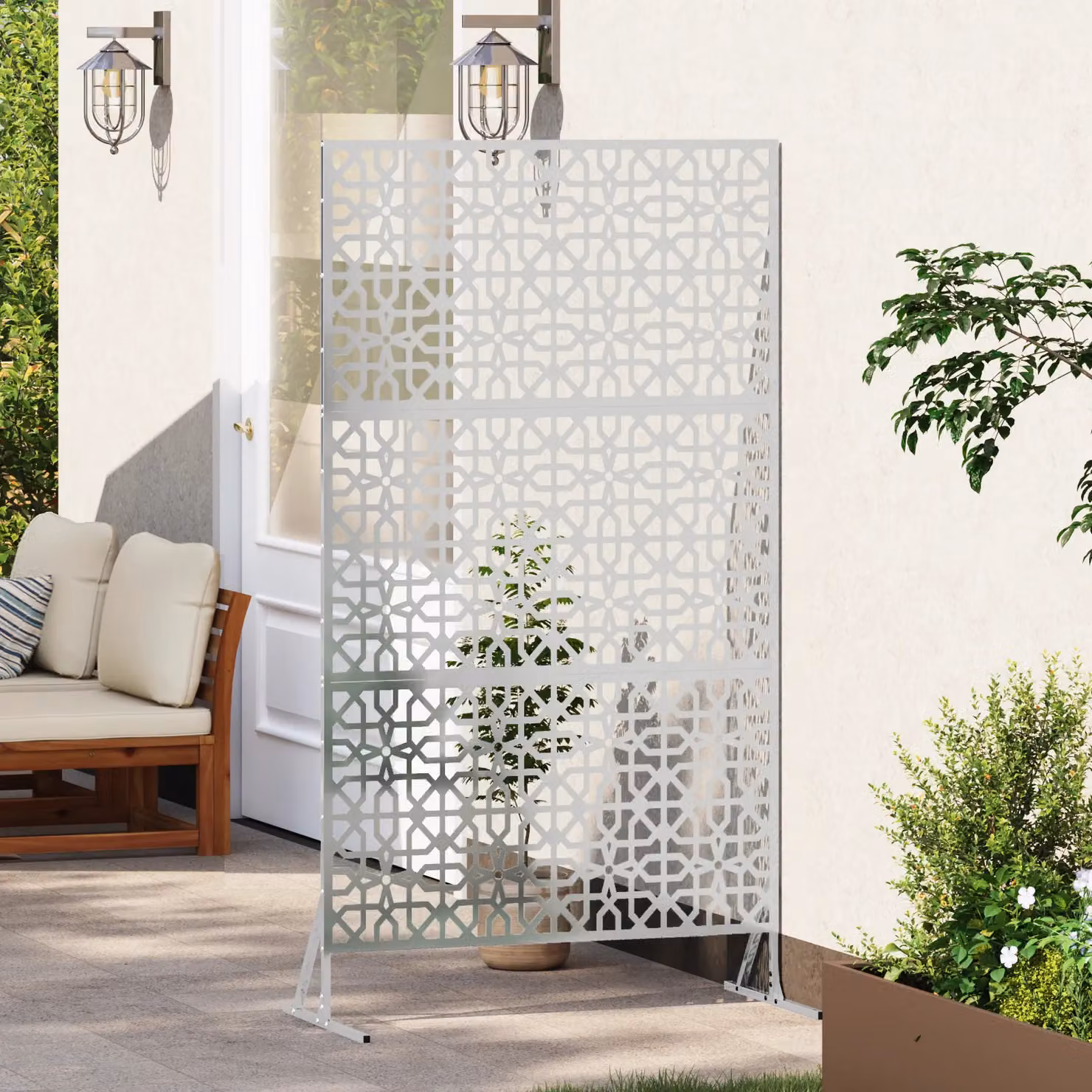 Berkfield Home Rectangular Privacy Screen in Silver Galvanised Steel, W: 100 cm, D: 50 cm, H: 180 cm – 3