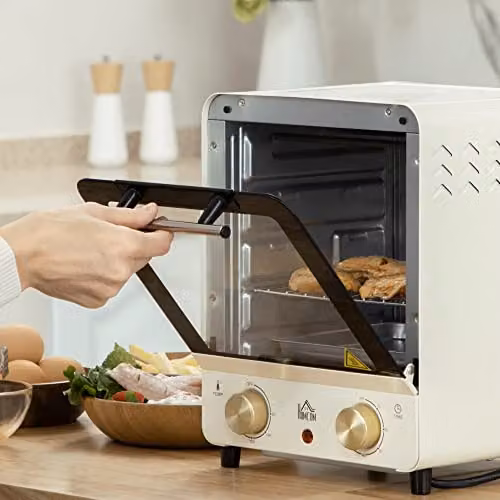 HOMCOM 15L Convection Mini Oven and Grill with Timer, 1000W, White – 6