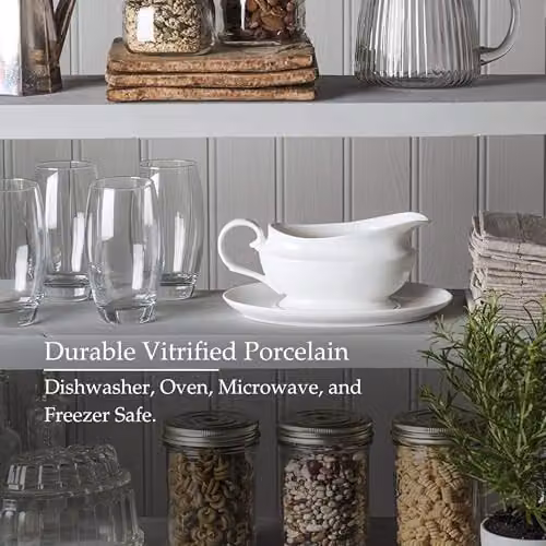 WM Bartleet & Sons Porcelain Drip-Free Gravy Boat with Saucer, 500ml, White – 4