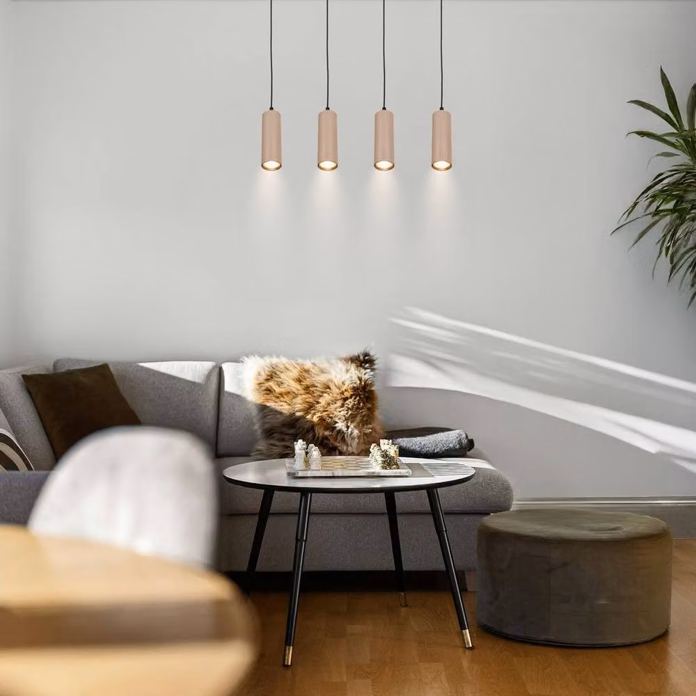Briloner Beige Modern 4 Light Height Adjustable Suspended Pendant Light for GU10 Bulbs – 4