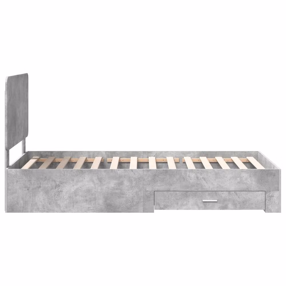 Berkfield Home Modern Bed Frame with Drawers in Concrete Grey, Engineered Wood, W/D/H: 70 x 190 cm – 2