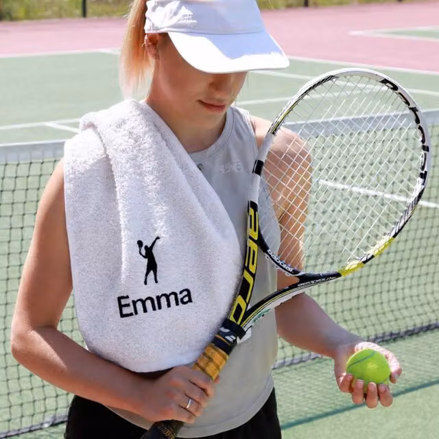 Duncan Stewart Personalised White Cotton Tennis Court Towel