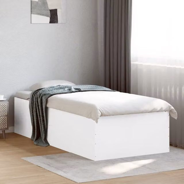 Berkfield Home Single Bed Frame in White, W/D/H: 90 x 190 cm – 1