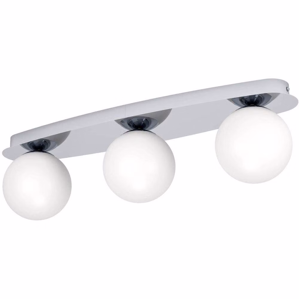Loops Modern Chrome Triple LED Ceiling Light with Glass Spheres – 2