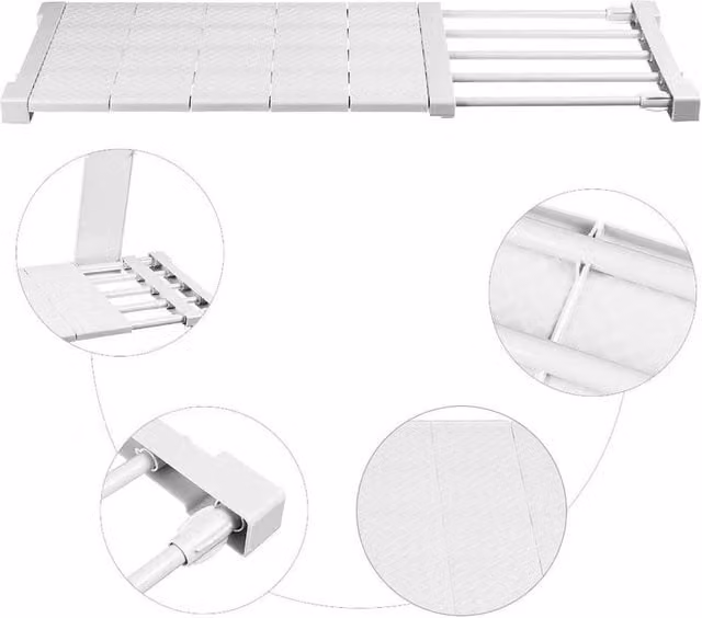 KORVIXA Adjustable Extendable Wall Mounted Storage Rack in White – 1