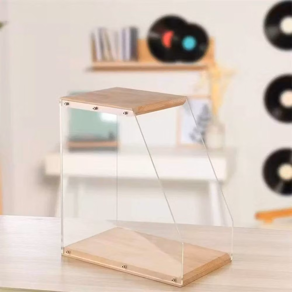 NESTLUNE Premium Vinyl Record Storage with Clear Acrylic Holder in Beige and Sand – 5