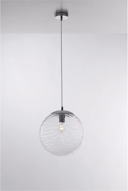 Netlighting Nereide Globe Glass Sphere Ceiling Pendant Light in Transparent and Silver with E27 Fitting