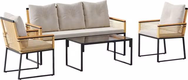 Garden Sanctuary Modern 5-Seater Outdoor Sofa Set in White Metal