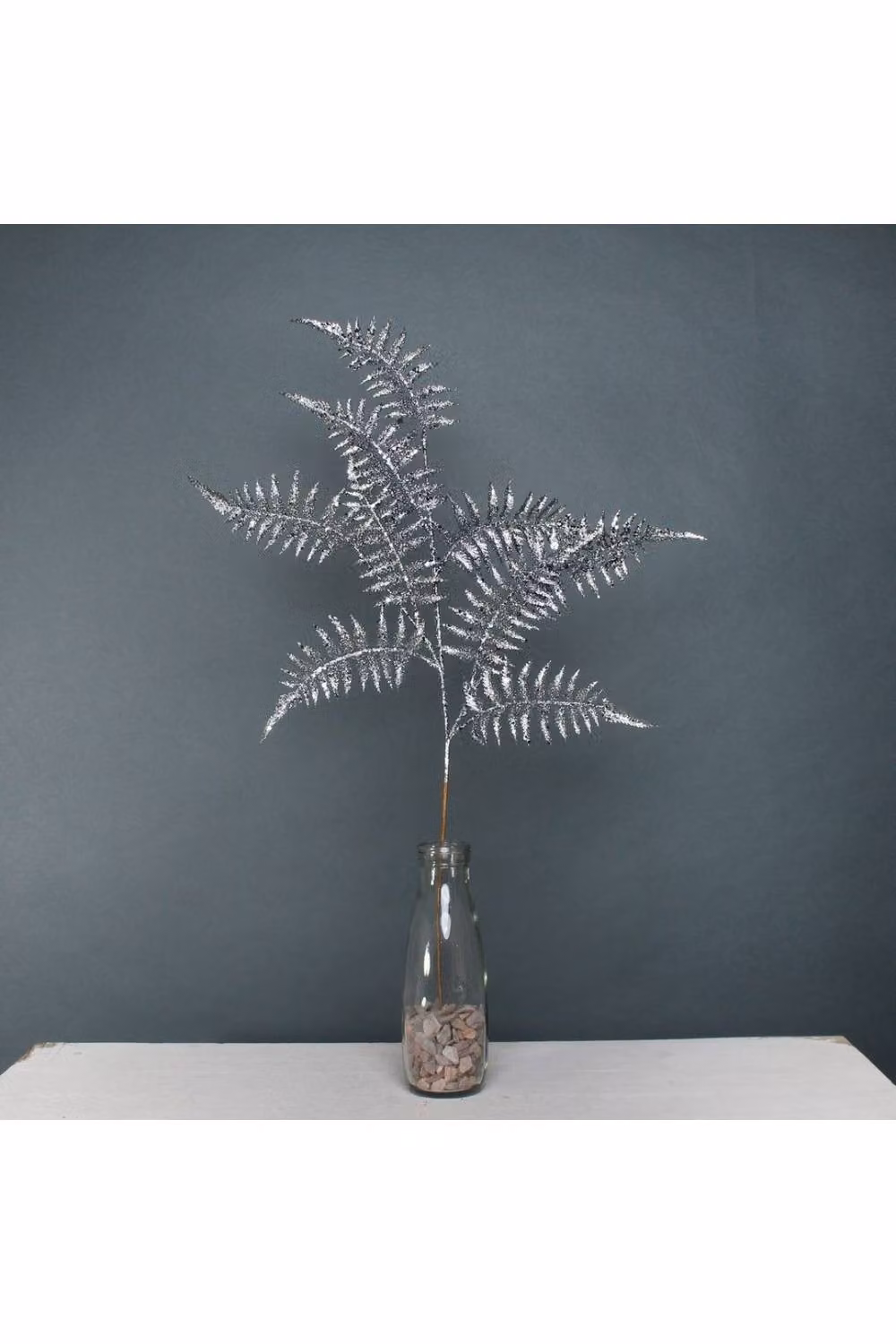 KDMD Silver Pewter Glitter Fern Spray, 3 Pack – 2