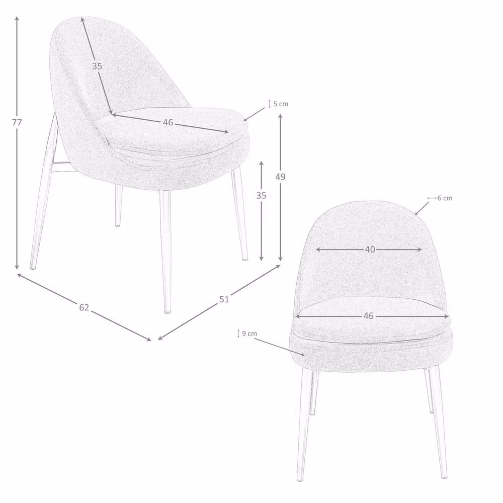 Angel Cerda Modern Brown Fabric Dining Chair with Metal Frame – 4