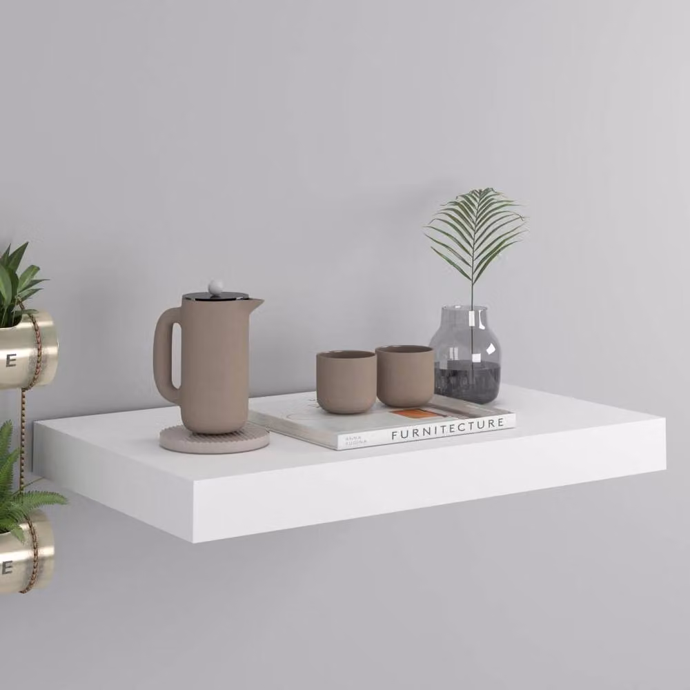 Berkfield Home White MDF Floating Wall Shelf W/D/H: 40 x 23 x 3.8 cm – 1