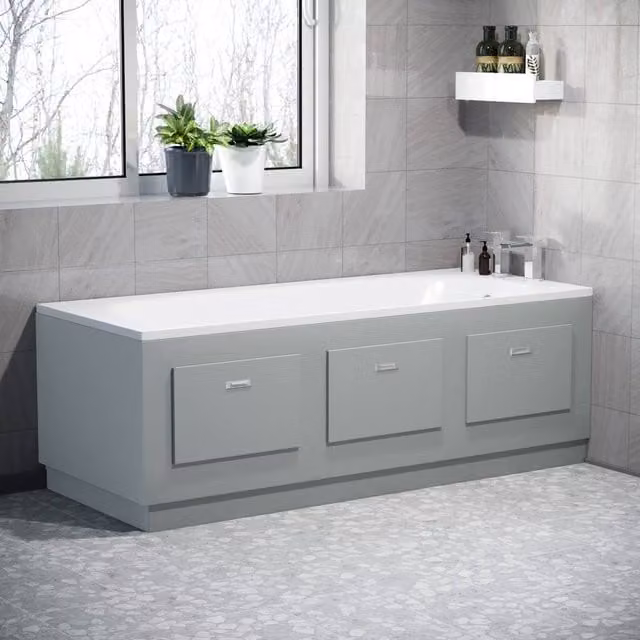 Nes Home Matte Grey Magnetic Door Durable PVC Front End Bath Panel, Width: 170 cm – 1